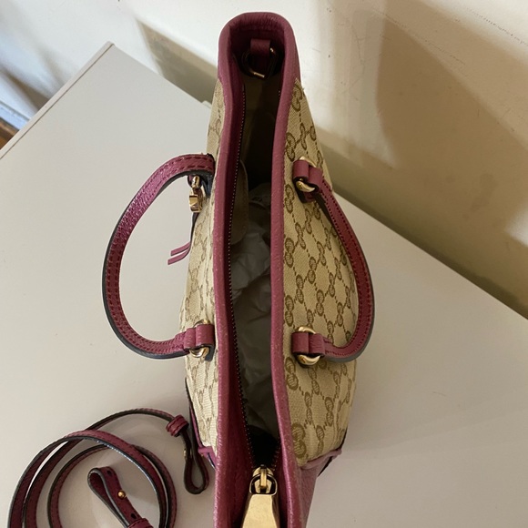 GUCCI GG canvas leather Monogram Small Bree Tote Pink - Picture 8 of 15